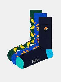Happy Socks Junk Food Gift Box Ponožky 3 páry Modrá Zelená