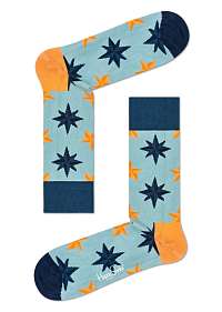 Happy Socks modré ponožky s hviezdami Nautical Star