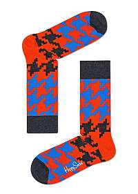 Happy Socks oranžové ponožky s kohúťou stopou Dogtooth