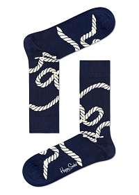 Happy Socks tmavo modré ponožky Rope s bielymi povrazmi --46
