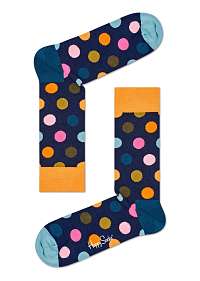 Happy Socks tmavo modré ponožky s farebnými bodkami Big Dot 