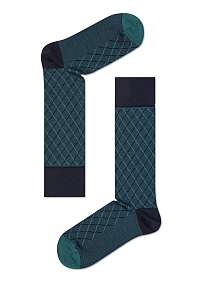 Happy Socks zelené ponožky so vzormi a čiernym lemom