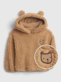 Hnedá dievčenská mikina GAP so šerpou Brannan bear