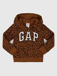Hnedá dievčenská mikina s leopardím logom GAP
