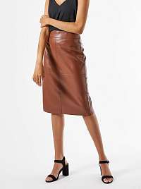 Hnedá púzdrová koženková sukňa Dorothy Perkins Petite