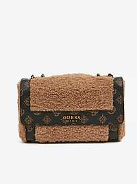 Hnedá vzorovaná crossbody taška Guess Always Convertible Xbody z umelej kožušiny