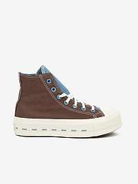 Hnedé dámske členkové tenisky na platforme Converse Star Lift