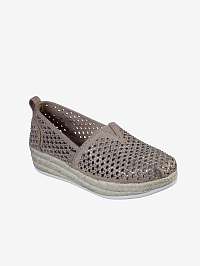 Hnedé dámske dierované espadrilky Skechers City Sparkle