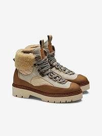 Hnedé dámske kožené zimné členkové topánky Scotch & Soda