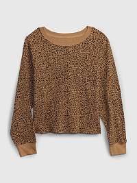 Hnedé dievčenské tričko GAP s leopardím vzorom
