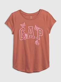 Hnedé dievčenské tričko organic logo GAP