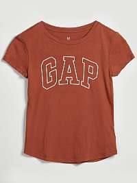 Hnedé dievčenské tričko s logom GAP