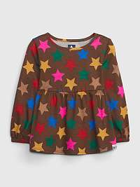 Hnedé dievčenské vzorované tričko GAP