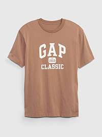 Hnedé pánske tričko logo GAP 1969 Classic organic