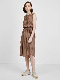 Hnedé plisované šaty ONLY Elema