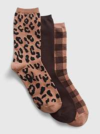 Hnedé ponožky s vysokým vzorom, GAP 3 páry