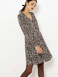 Hnedé šaty s leopardím vzorom Camaieu