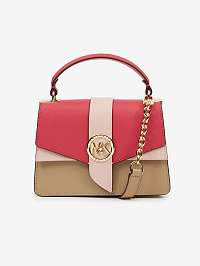 Hnedo-červená kožená crossbody kabelka Michael Kors Greenwich
