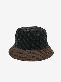 Hnedo-čierny pánsky zvonovitý klobúk s motívom Replay