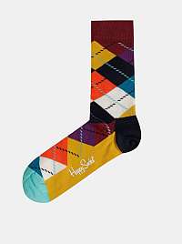 Hnedo-horčicové vzorované ponožky Happy Socks Argyle