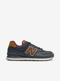 Hnedo-modré pánske kožené topánky New Balance 574