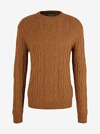 Hnedý pánsky sveter s vlnou Tom Tailor