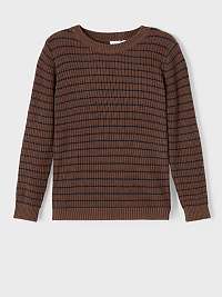 Hnedý pruhovaný chlapčenský sveter s názvom Rulf