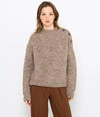 Hnedý vlnený sveter z alpaky CAMAIEU