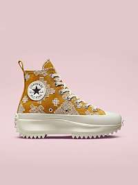 Horčicové dámske členkové tenisky Converse Run Star Hike so vzorom na platforme