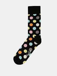 Ćierne unisex ponožky s farebnými bodkami Happy Socks Big Dots