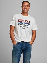 Jack & Jones biele pánske tričko Enrique s potlačou