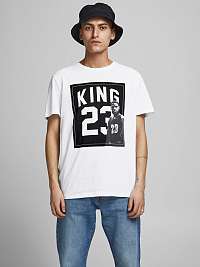 Jack & Jones biele pánske tričko Legends s potlačou