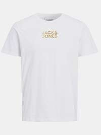 Jack & Jones biele pánske tričko s potlačou