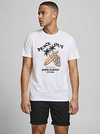 Jack & Jones biele pánske tričko Summerskull s potlačou