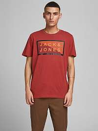 Jack & Jones červené pánske tričko Shawn s potlačou