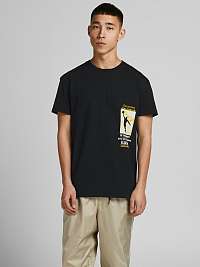 Jack & Jones čierne pánske tričko Legends s potlačou