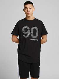 Jack & Jones čierne pánske tričko Number s potlačou