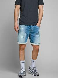 Jack & Jones modré pánske džínsové kraťasy Rick