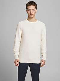 Jack & Jones smotanové/krémové pánsky sveter