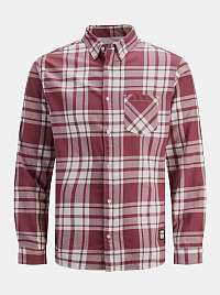 Jack & Jones vínové/bordové kockovaná košeľa Layton