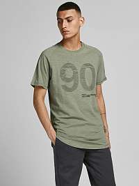 Jack & Jones zelené pánske tričko Number s potlačou