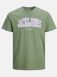 Jack & Jones zelené pánske tričko s potlačou