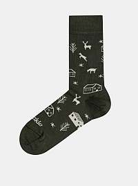 Kaki vzorované ponožky Fusakle Dedina