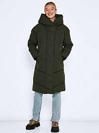 Khaki prešívaný oversize kabát s kapucňou Noisy May Tally