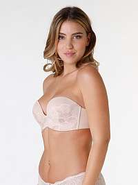 Krémová dámska čipkovaná podprsenka bez ramienok Wonderbra ULTIMATE LACE STRAPLESS BRA