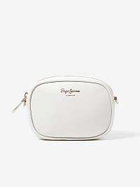 Krémová dámska kožená crossbody kabelka Pepe Jeans Suzanne