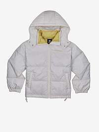 Krémová dámska prešívaná zimná bunda s kapucňou Converse Waist Length Down Jacket