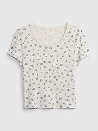 Krémové dievčenské vzorované tričko GAP