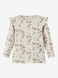 Krémové dievčenské vzorované tričko s dlhým rukávom Name it Bambi