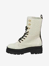 Krémové jesenné topánky Scotch & Soda Aubri Mid Boot Off Wht Croco